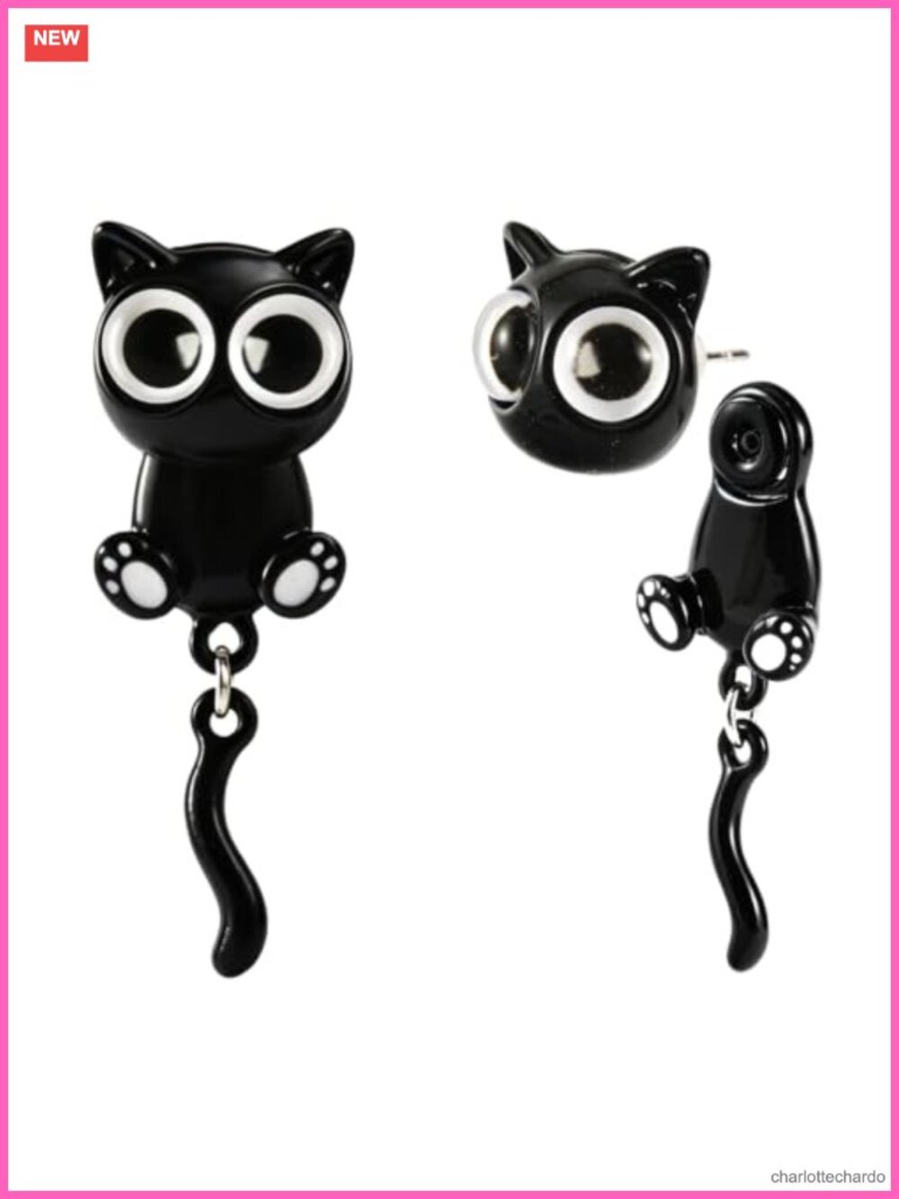 Black Cat Stud Earrings Cat Paw Halloween Christmas Jewelry
